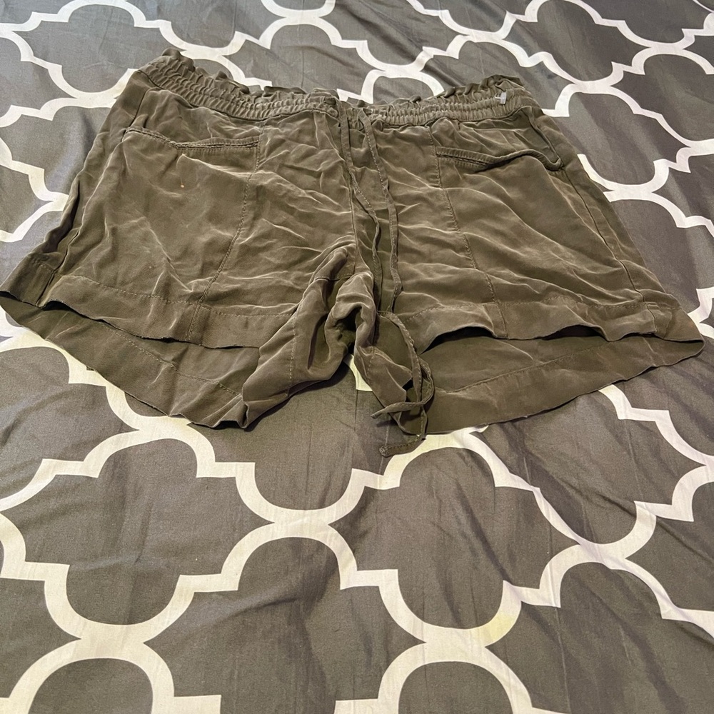 Olive Green Silk Shorts